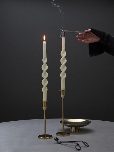 Набор из двух свечей кремового цвета из коллекции Essential, 35 см