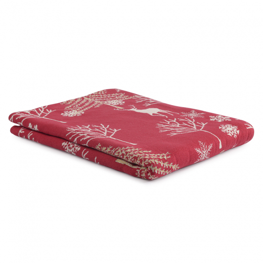 Плед из хлопка с новогодним рисунком Winter fairytale из коллекции New Year Essential, 130х180 см