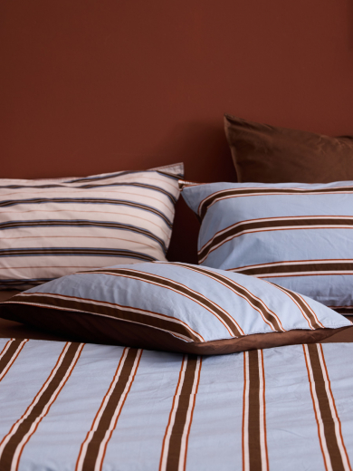 Комплект постельного белья из перкаля голубого цвета из коллекции Stripes, 150х200см