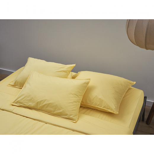 Комплект постельного белья из стираного перкаля светло-желтого цвета из коллекции Essential, 200х220 см