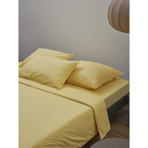 Комплект постельного белья из стираного перкаля светло-желтого цвета из коллекции Essential, 200х220 см