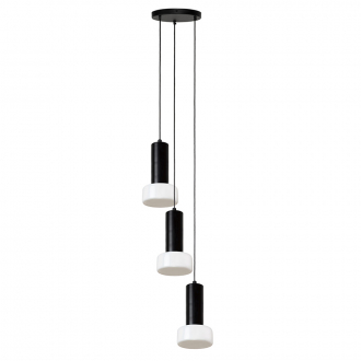 Светильник подвесной каскадный Fungus, Ø15х25 см, 3 плафона, белый/черный
