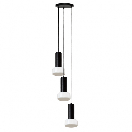 Светильник подвесной каскадный Fungus, Ø15х25 см, 3 плафона, белый/черный