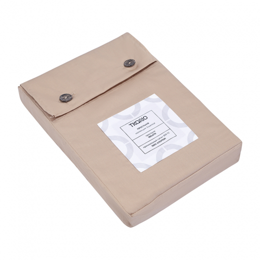 Простыня из премиального сатина бежевого цвета из коллекции Essential, 180х270 см