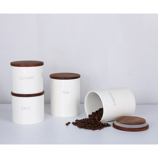 Банка керамическая для хранения соли, 400 мл, белая