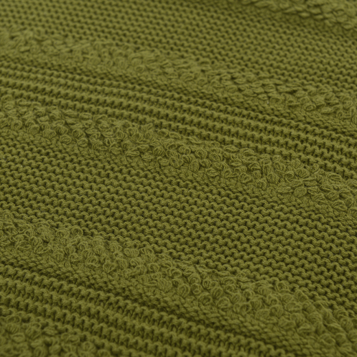 Плед из хлопка с буклированной вязкой оливкового цвета из коллекции Essential, 130х170 см