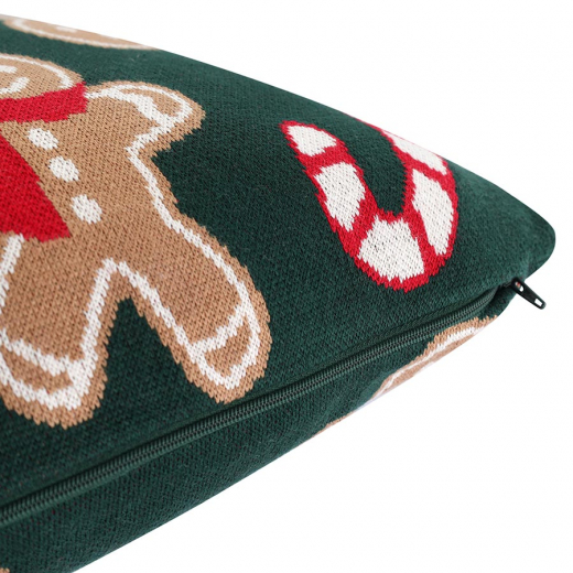 Подушка вязаная с новогодним рисунком Gingerman из коллекции New Year Essential, 45x45 см