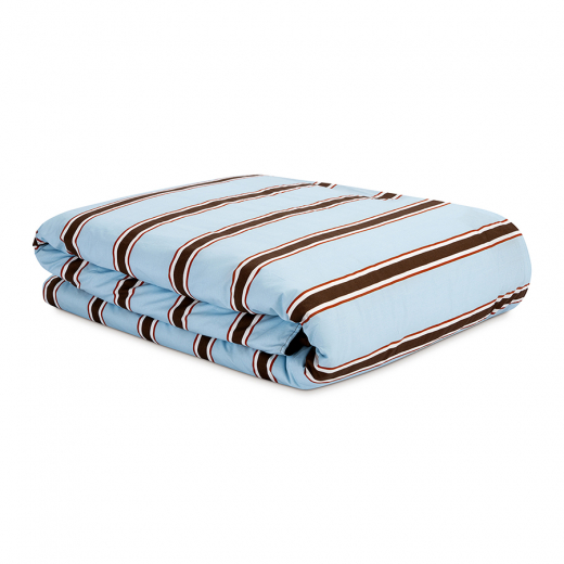 Комплект постельного белья из перкаля голубого цвета из коллекции Stripes, 150х200см