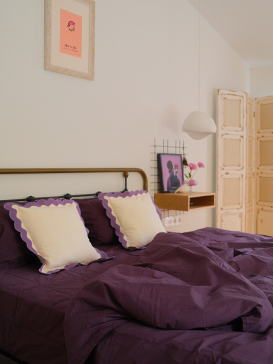 Чехол на подушку с контрастным кантом сиреневого цвета из коллекции Trendy Ruffles, 40х40 см