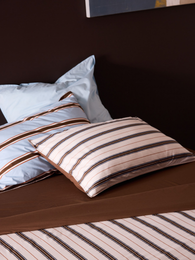 Простыня на резинке из перкаля шоколадного цвета из коллекции Stripes, 180х200х30см