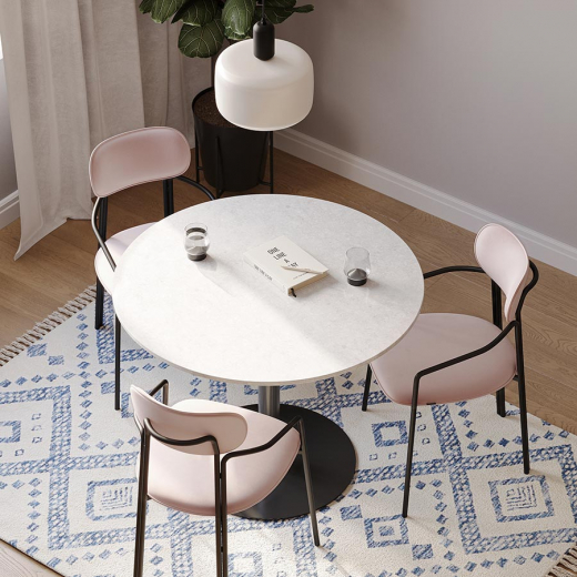 Стул Ror, Round, велюр, черный/розовый