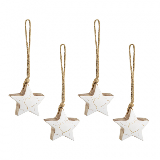 Набор елочных украшений Marble stars из коллекции New Year Essential, 4 шт.