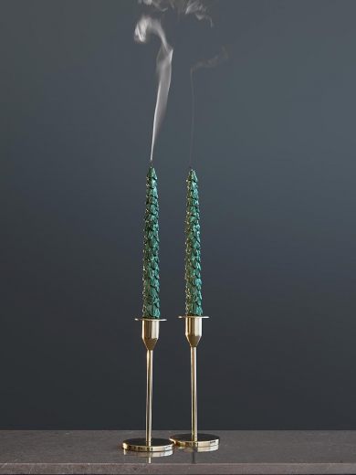 Набор из двух свечей зеленого цвета из коллекции New Year Essential, 25 см