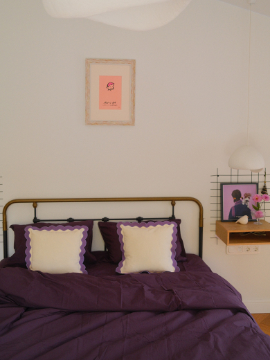 Чехол на подушку с контрастным кантом сиреневого цвета из коллекции Trendy Ruffles, 40х40 см