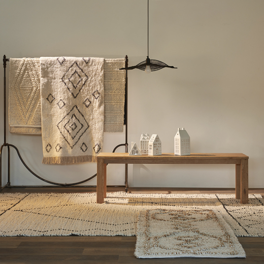 Ковер из джута и переработанного хлопка Kolkata из коллекции Ethnic, 70x160см