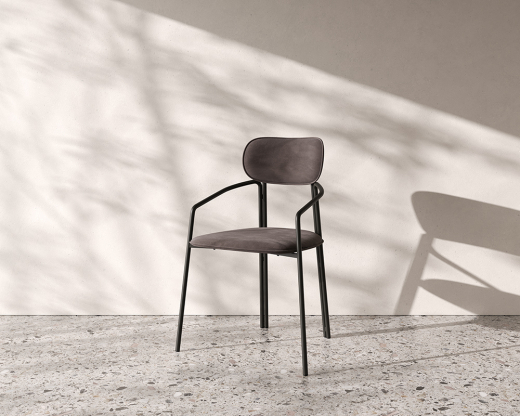 Стул Ror, Round, велюр, черный/серый