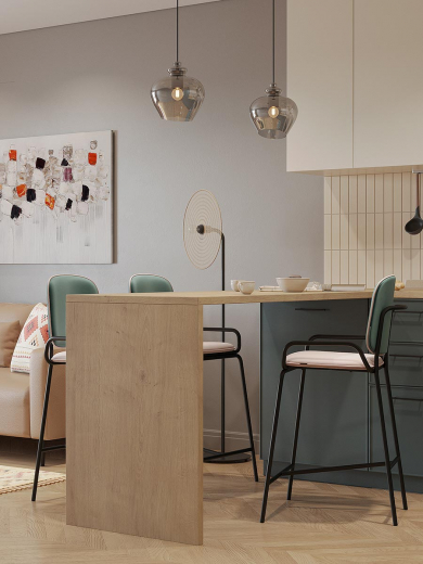 Стул полубарный Ror, 2 Frame, велюр, черный/зеленый/розовый