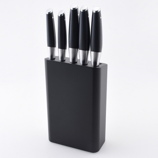 Набор ножей кухонных с подставкой Prime, 5 шт., черный