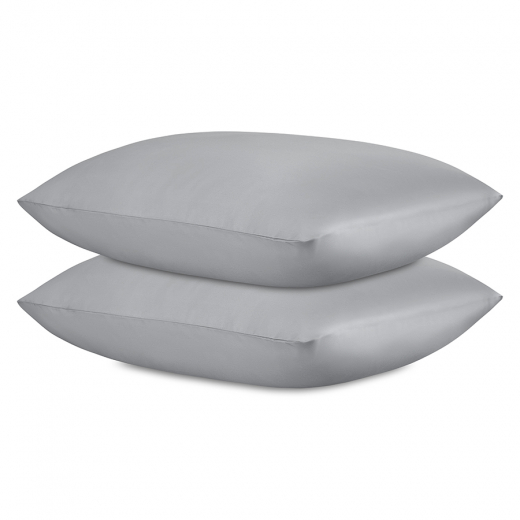 Набор наволочек из премиального сатина светло-серого цвета из коллекции Essential, 70х70 см