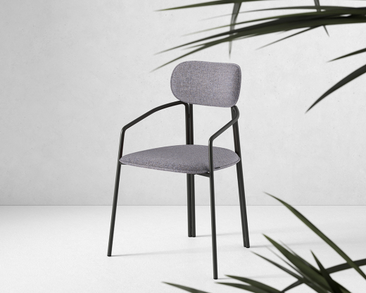 Стул Ror, Round, рогожка, черный/серый