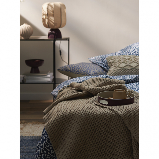 Плед из шерсти бежево-серого цвета из коллекции Essential, 130х180 см