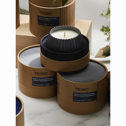 Свеча ароматическая Vetiver & Black cypress из коллекции Edge, серый, 30 ч